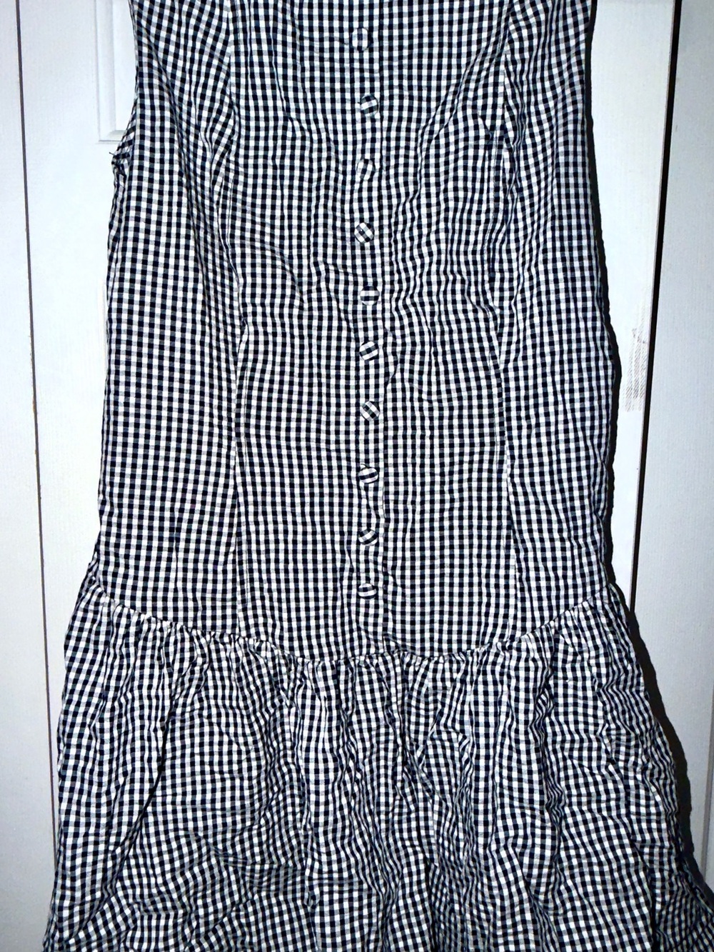 wild fable Black and White Gingham Button-Front Ruffle Hem dress